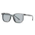 Modern square sunglasses in translucent light grey acetate frame with grey lenses - C6 Grey Frame Light Grey Lens