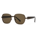 Classic polarized sunglasses with bronze metal frames and brown lenses in a 45-degree view - Bronze Frame Coffee Lens