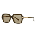 Lunettes aviateur rétro avec monture translucide vert olive et détails dorés - Vert olive