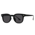 Retro black acetate rectangle sunglasses with silver diamond rivets and dark lenses - Black Frame Black Grey Lens