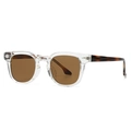 Retro sunglasses with transparent frame, brown lenses and tortoiseshell temples - Transparent Tea Lens (Tortoise Temple)