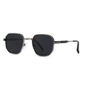 Occhiali da sole polarizzati esagonali in metallo canna di fucile con lenti nere - Montatura Gunmetal Nero Grigio