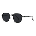Mens polarized polygonal sunglasses with a thin black metal frame for stylish street fashion - Black Frame Black Grey Lens