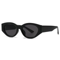 Retro black cat-eye sunglasses with thick glossy frames and dark lenses for modern street style - Black Frame Black Grey Lens (C1)