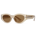Retro cat-eye zonnebril met transparant champagne montuur en getinte bruine glazen - Champagne Thee Lenzen (C3)