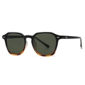 Retro tweekleurige zonnebril met zwart en schildpad montuur en donkergroene glazen - Zwart & Hawksbill Frame Groene Lens