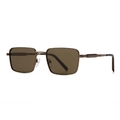 Classic square polarized sunglasses with bronze metal frame and brown lenses for men - Tea Frame/Tea Lens