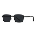 Classic black square polarized sunglasses with minimalist metal frame for men and women - C1 Black Frame Black Grey