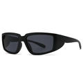 Classic black square frame sunglasses with dark grey lenses in a retro fashion style - Black Frame Black Lens