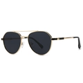 Classic gold frame aviator sunglasses with dark grey polarized lenses for men - Gold Frame Black Gray