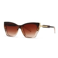 Chic women's oversized cat-eye sunglasses featuring brown gradient lenses and amber frames - C5 Tortoise Champagne Frame Brown Gradient Lens