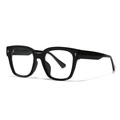 Retro square black frame glasses with star accents in a stylish 45-degree angle view - Black Frame Clear Lenses