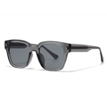 Retro transparent grey square sunglasses with silver star rivets on white background - Grey Frame Grey Lens