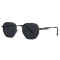 Lunettes de soleil polarisées homme avec monture hexagonale en métal noir et verres foncés - Monture Gris Fusil Verres Noir Gris