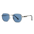 Lunettes de soleil polarisées polygonales rétro avec monture argent et verres bleus - Monture Argent Verres Bleus