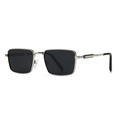 Men's rectangular polarized sunglasses with silver metal frame and dark gray lenses - C5 Silver Frame Black Grey Lens