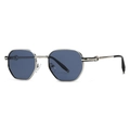 Lunettes de soleil polarisées avec monture hexagonale en métal argenté et verres bleus - Monture Argent Verres Bleus