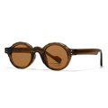 Vintage round wavy-edge tea brown sunglasses with transparent acetate frame - Tea Frame Tea Lens