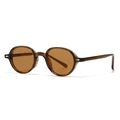Retro tortoise shell sunglasses with round frames and silver arrow rivets on white background - Tea Frame Tea Lens