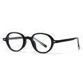 Retro black round frame sunglasses with silver rivets and metal core temples - Black Frame White Lens
