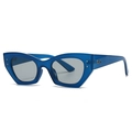 Lunettes de soleil œil-de-chat bleu translucide ovales avec rivets et verres gris - Monture Bleue Verres Gris Clair