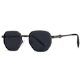 Dark grey geometric polarized sunglasses with minimalist metal frame and black lenses - Gunmetal Frame Black Grey Lens