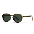 Occhiali da sole vintage verde scuro con aste tartarugate e accenti di rivetti - Montatura Verde Scuro Lente Verde (C4)