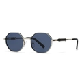 Gepolariseerde achthoekige zonnebril met zilveren metalen frame en grijze glazen - Zilveren Frame Blauwe Glazen