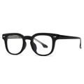 Retro black acetate glasses frame with silver arrow rivets in a glossy finish - Black Frame Clear Lenses