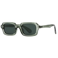 Retro square translucent olive green sunglasses with dark grey lenses and stud accents - Green (C2 Green Frame Green Lens)