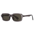 Classic rectangle sunglasses in translucent smoke gray frame with silver rivet accents - Tea Frame Tea Lens (C4)
