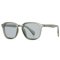 Modern retro square sunglasses with translucent grey frame and silver metal accents - Light Green Frame Light Grey Lens
