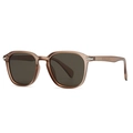 Modern retro square sunglasses with tea brown frames and gray lenses in a front view - Tea Frame Tea Lens