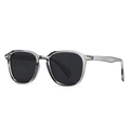 Modern rectangular sunglasses in translucent grey frame with dark polarized lenses - Grey Frame / Black Grey Lens