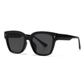 Classic black square frame sunglasses with silver star metal rivets and dark lenses - Black Frame Black Grey Lens