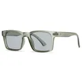 Modern translucent gray-green square frame sunglasses with light gray lenses for street style - Light Green Frame Light Gray Lens (C2)