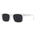 Modern retro square sunglasses with white translucent matte frame and dark lenses - White Frame Black Grey Lens (C3)