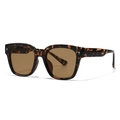 Retro square tortoiseshell sunglasses with brown lenses and star-shaped metal accents - Tortoise Frame Tea Lens