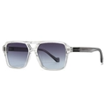 Quadratische transparente Sonnenbrille mit blau-violetten Verlaufsgläsern und Nieten - C2 Transparent Grau Blau