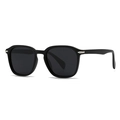 Modern square sunglasses in black with silver arrow metal accents and dark lenses - Black Frame Black Grey Lens