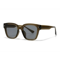 Retro tortoise brown sunglasses with grey lenses and silver star metal accents - Dark Green Frame Grey Lens