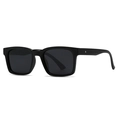 Modern retro square black sunglasses with silver star rivets and polished frame - Black Frame Black Grey Lens (C1)