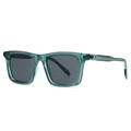 Square transparent green sunglasses with dark grey lenses and silver arrow accents - Transparent Green Frame/Gray Lens (C3)