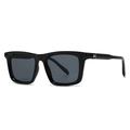 Classic black square sunglasses with silver arrow rivet detailing and dark grey lenses - Glossy Black Frame/Gray Lens (C1)