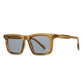 Vintage amber square oversized sunglasses with grey lenses and silver arrow metal accents - Amber Frame/Gray Lens (C5)