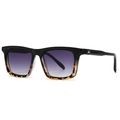 Square unisex sunglasses with black and tortoise frames and purple gradient lenses - Black & Tortoise Frame/Gradient Purple Lens (C4)