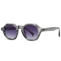Lunettes de soleil carrées gris translucide avec verres dégradés violets et étoiles - C4 Monture Gris Clair Verres Double Gris