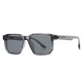 Classic rectangular translucent grey sunglasses with vintage metal rivet details - Translucent Grey Frame Grey Lens (C4)