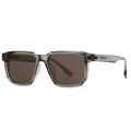 Square translucent grey sunglasses with dark lenses and silver metal rivet accents - Transparent Grey Frame Tea Lens (C5)