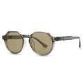 Retro grey translucent polygon sunglasses with brown lenses and silver metal accents - C4 Light Tea Frame Light Tea